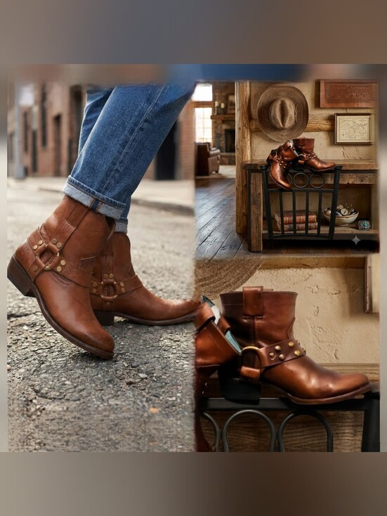 Corral Boots Shoes - Corral Sierra Studded Harness Ankle Boots brown Leather western cowgirl